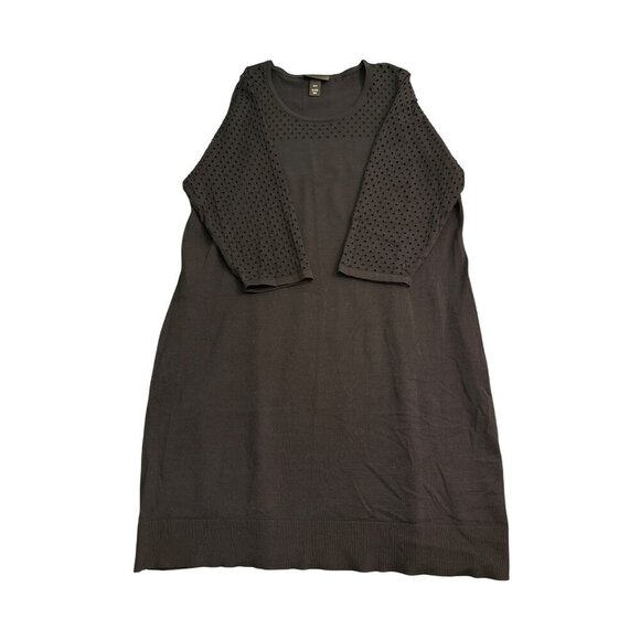 Lane Bryant Black Plus Size 22/24 Eyelet Sleeve Knit Dress Nylon Rayon Blend - Picture 1 of 5